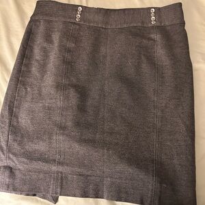 White House Black Market Gray Mini Pencil Skirt with button details